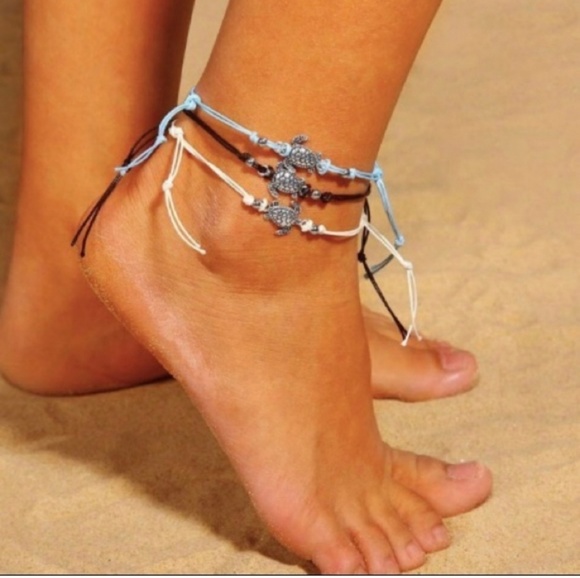 Ocean Dreams Jewelry - BLACK TURTLE STRING ANKLE JEWELRY
